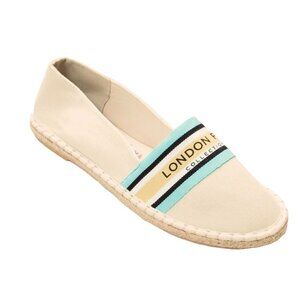 LONDON FOG COLLECTION Women's Shoes Beige Fabric Slip Espadrille Flats SIZE 8.5